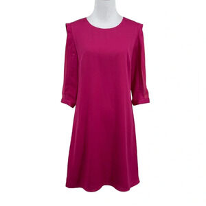 Alton Gray Mini Shift Dress Womens Size 4 Pink 3/4 Sleeve Lined Crewneck Keyhole